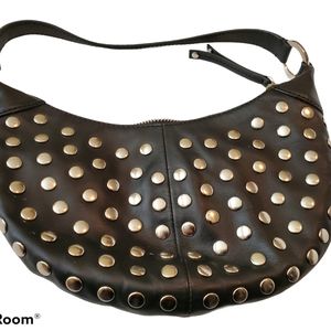 BCBGIRLS Black Silver Studded Bag Half Moon Style
